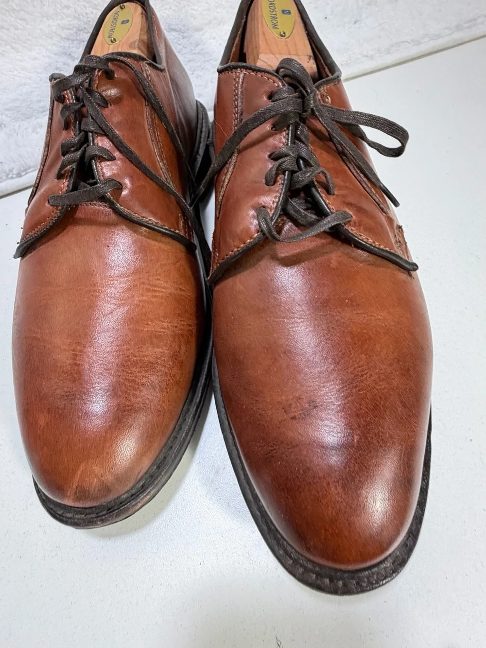 Allen Edmonds Men’s Brown Leather Plain Toe Derby Rubber Sole Shoes Size 10